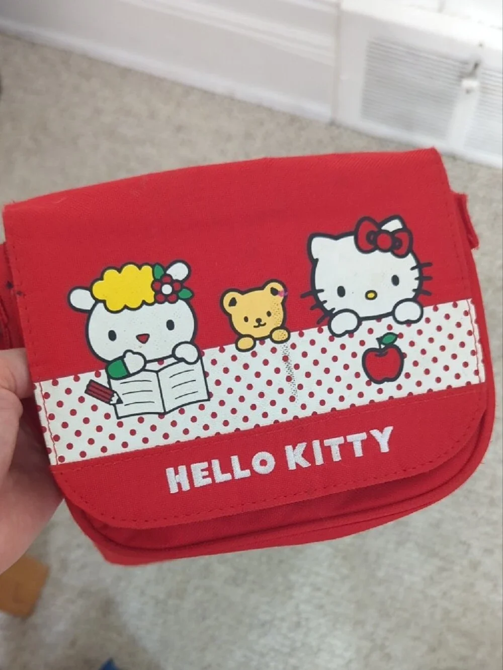 Hello Kitty Red Crossbody Purse with Character Print